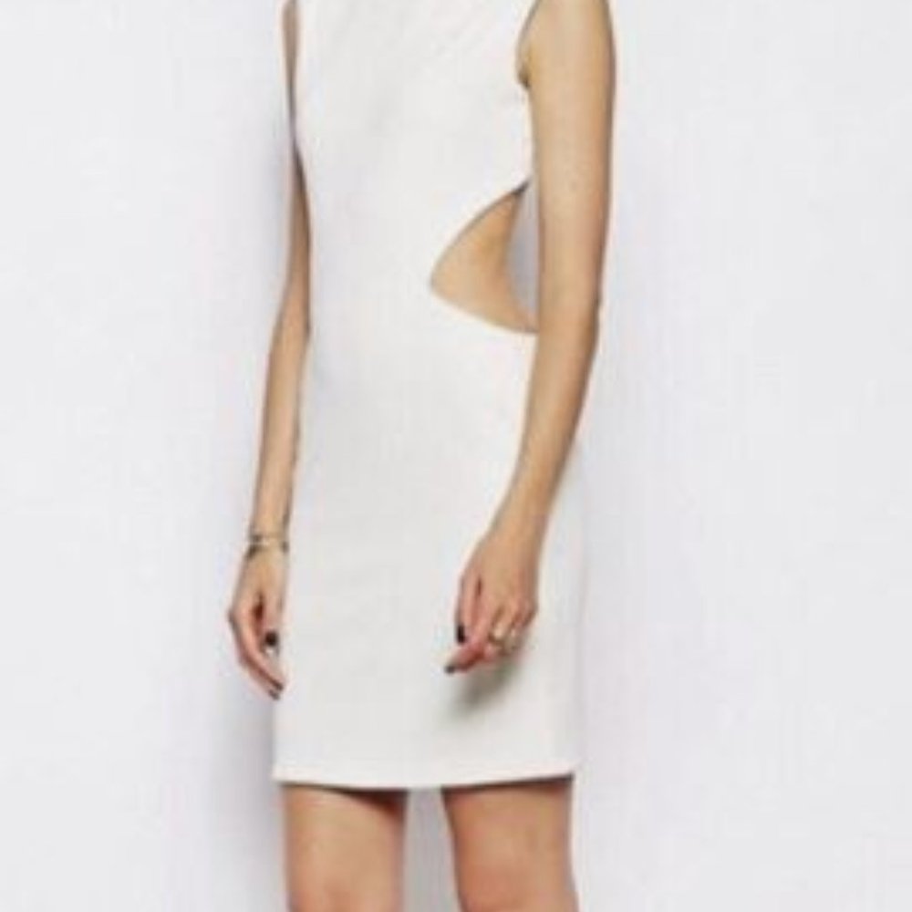 Solace London Stone Mini Dress With Cut Out Back (size 6)